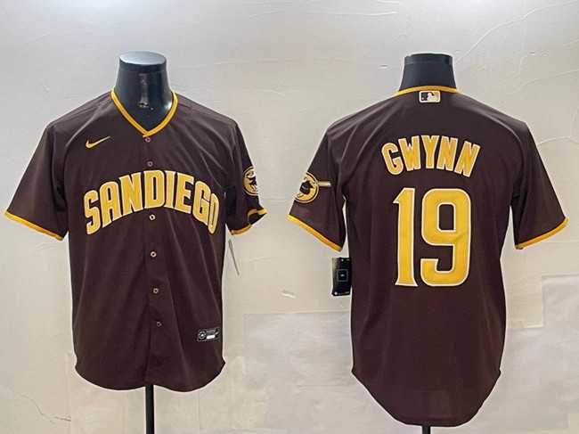 Mens San Diego Padres #19 Tony Gwynn Brown Cool Base Stitched Jersey->san diego padres->MLB Jersey
